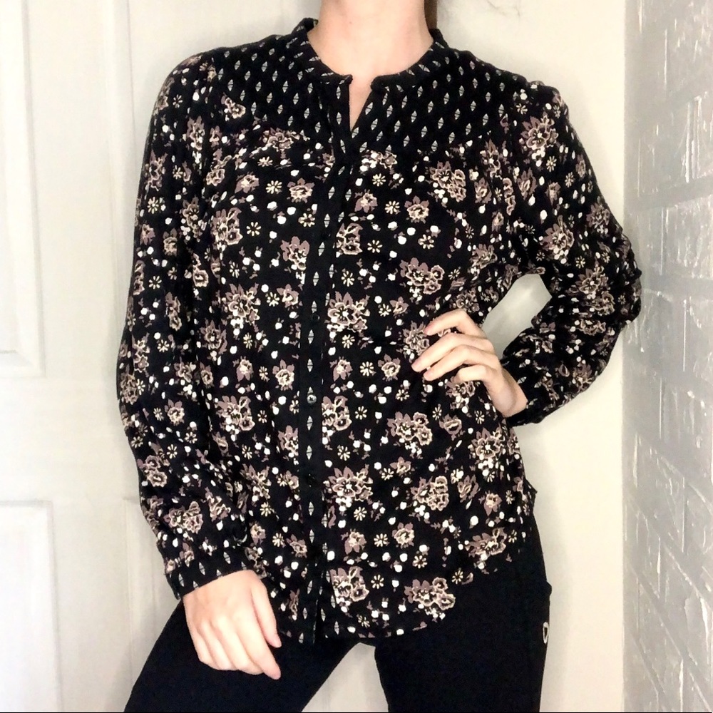 Lucky brand floral button down blouse